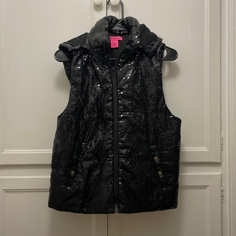 Betsey Johnson sequin puffer vest